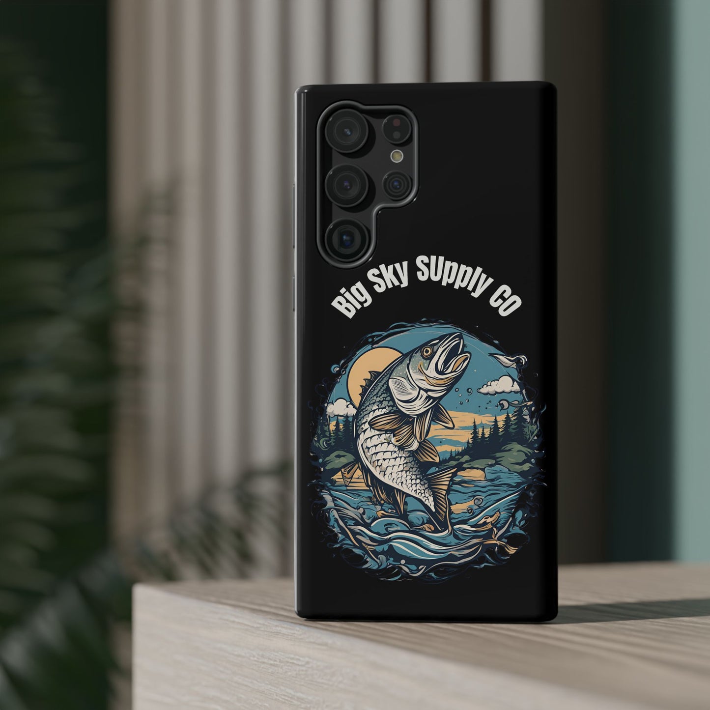 Big Sky Supply Co. Trout jumping out of water phone case