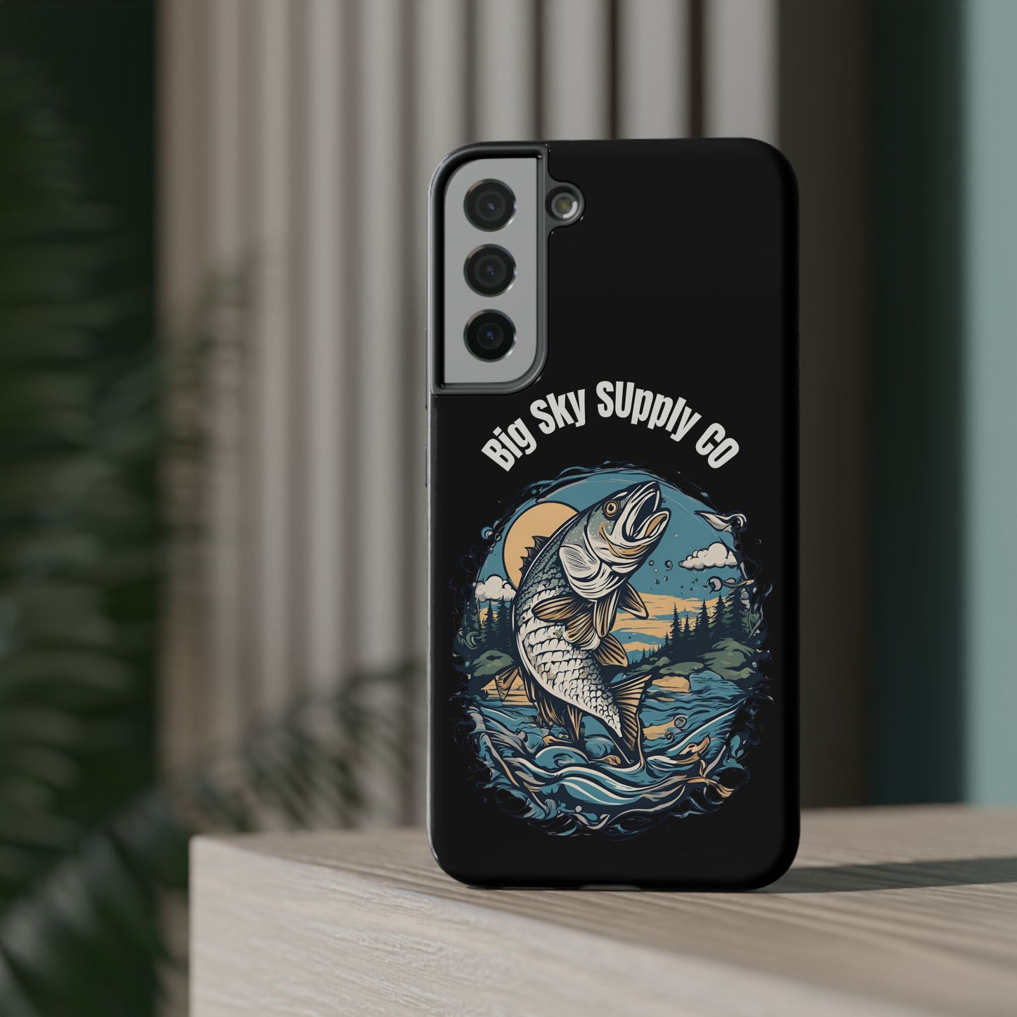 Big Sky Supply Co. Trout jumping out of water phone case