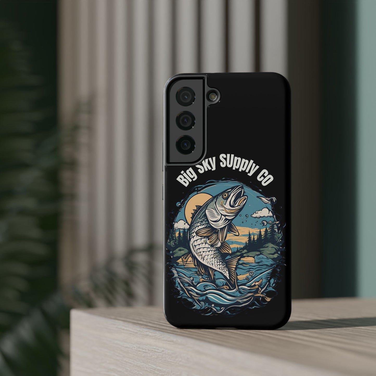 Big Sky Supply Co. Trout jumping out of water phone case